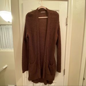 Never worn Brown/red long button cardigan